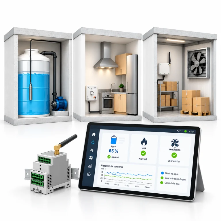 Monitoreo de agua, detección de gas y ventilación inteligente con un panel de supervisión