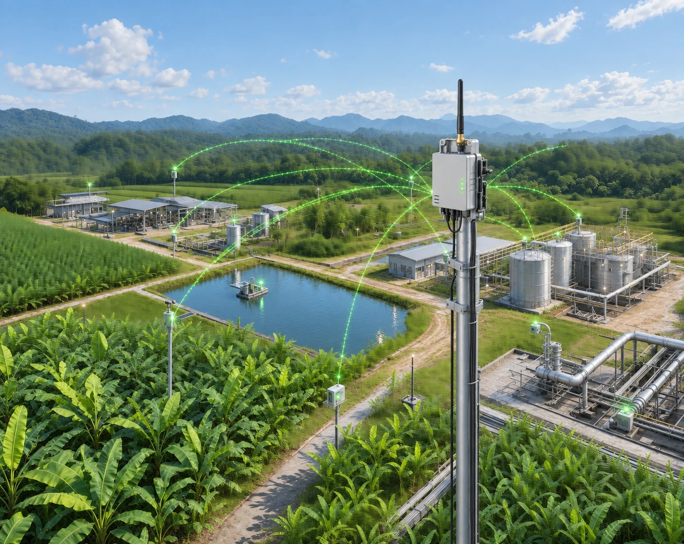 Sensores distribuidos conectados mediante LoRaWAN industrial